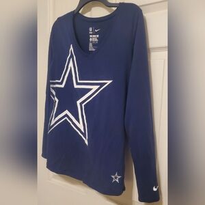 Nike Dallas Cowboys Blueand White Long Sleeve Logo Shirt. Size M